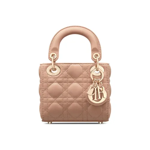 DIOR Lady Dior Sheepskin Сумка Lady Dior Сумка через плечо Сумка Extra Mini Женская Коричневая Розовая