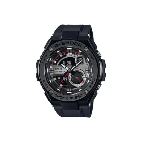 CASIO г Steel Collection Dual Display Disk Кварцевый механизм Смола Ремень Часы Мужские Черный циферблат