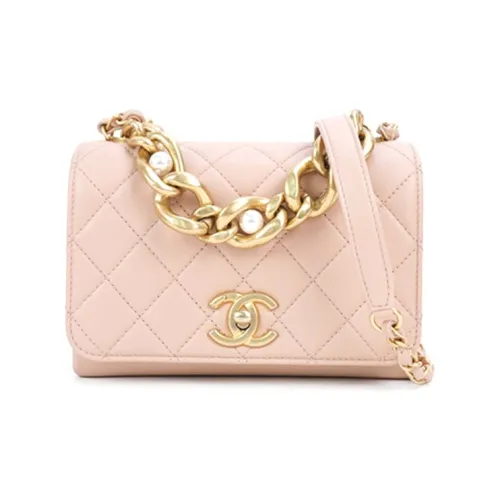 CHANEL Телячья кожа сумка с клапаном сумка через плечо мини женская розовая