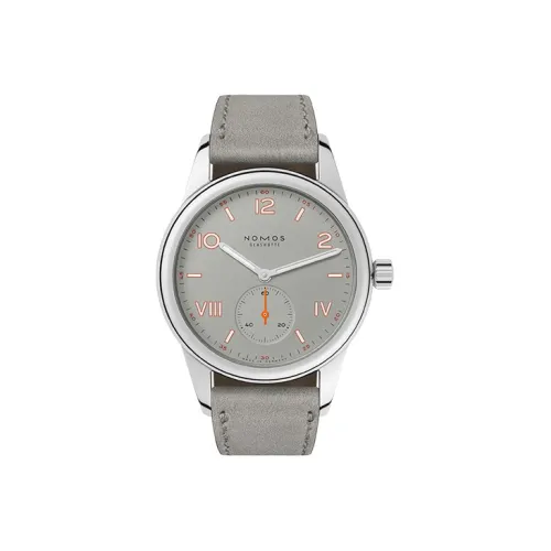 NOMOS Club Campus Механические Ручные Заряжаемые Часы Унисекс Серый Циферблат Корпус из Нержавеющей Стали Ремешок из Натуральной Кожи