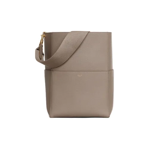 CELINE Коровья кожа крупнозернистая ведрообразная сумка переносная сумка через плечо женская цвет тауповый