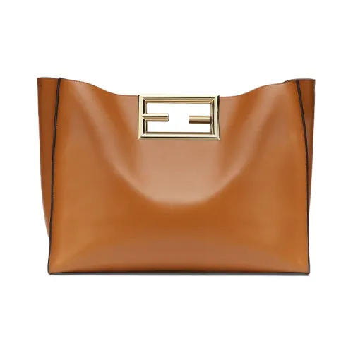 FENDI Телячья кожа Тоут Сумка Сумка для покупок Сумка Большая Женская Коричневая