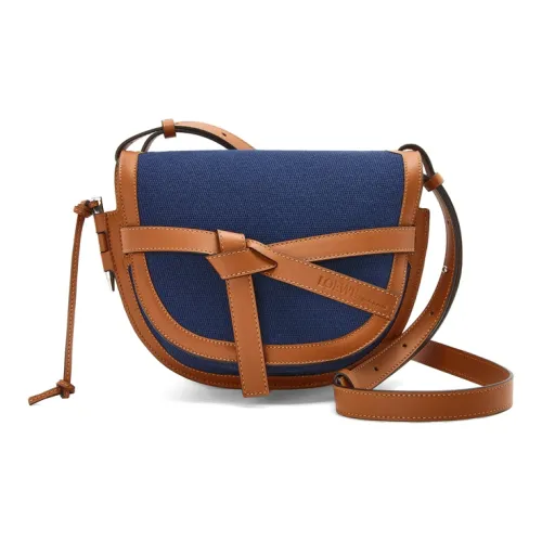 LOEWE Gate Холст Плечевая Сумка Маленькая Женская Темно-синий