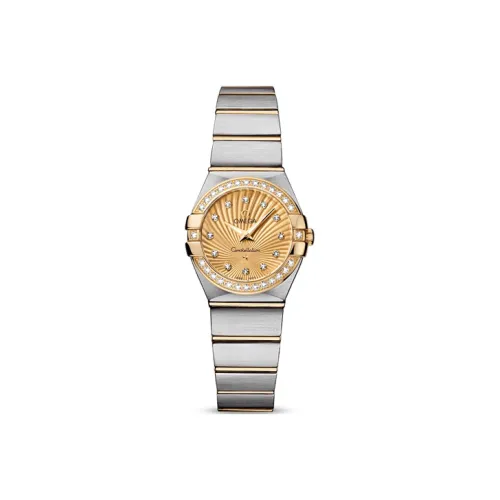 OMEGA Constellation Series Constellation Watch Кварцевый механизм Женские часы 24 мм Золотой циферблат