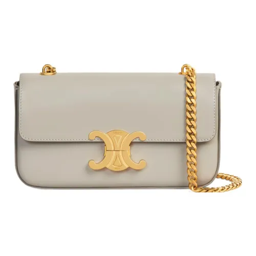 CELINE Triomphe Блестящая сумка из коровьей кожи сумка через плечо сумка на плечо женская серая белая