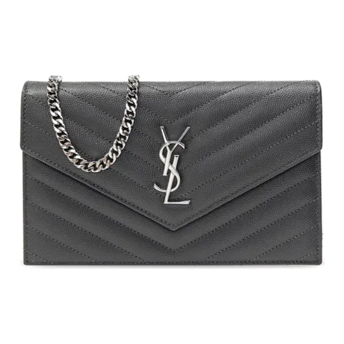 SAINT LAURENT Кожа Кошелек Конверт Сумка Сумка через плечо Женская Серый Белый