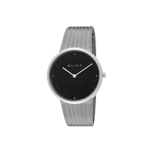 Elixa Кварцевый механизм Женские часы Наручные часы Швейцарские часы 36 мм Черный циферблат Корпус из нержавеющей стали