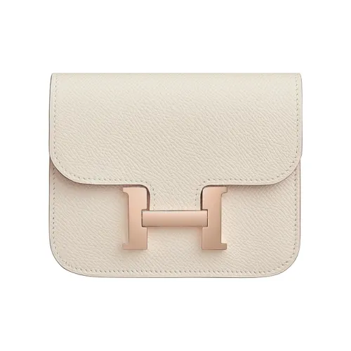 HERMES Constance Slim Эпсомская кожа Кошелек Картхолдер Бананка Стандартный Женский 10 Craie Milkshake Белый