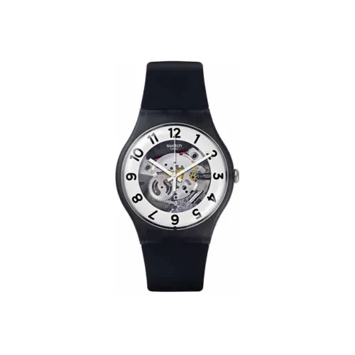 Swatch Quartz Механизм Мужские часы Часы 41 мм Черепный циферблат Пластиковый корпус Часы Силиконовый ремешок