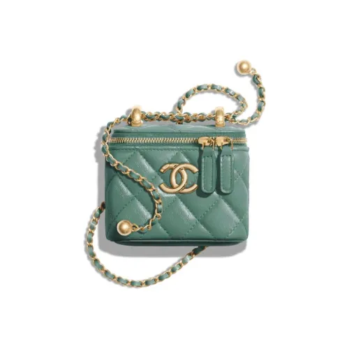 CHANEL Телячья кожа Коробка Сумка Сумка с клапаном Кошелек для монет Сумка через плечо Маленькая Женская Зеленая