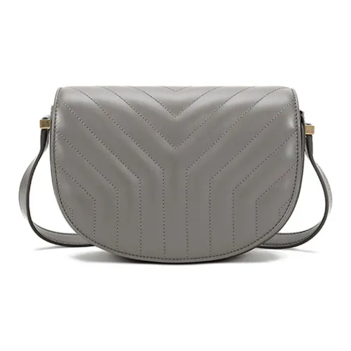 SAINT LAURENT Кожаная сумка через плечо сумка на плечо женская цвет тауповый