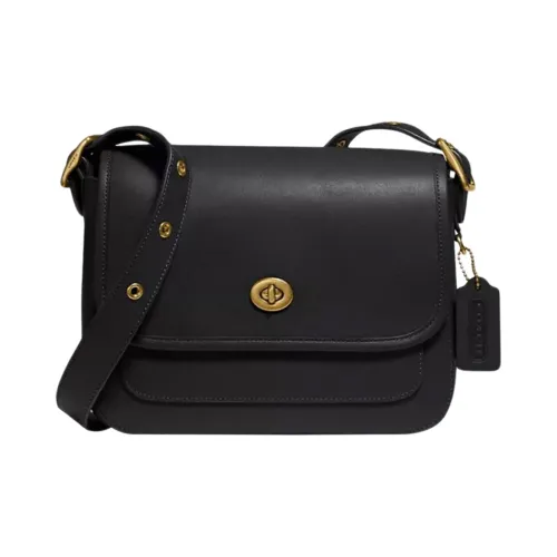 COACH RAMBLER Кожа Плечевая Сумка Маленькая Женская Черная