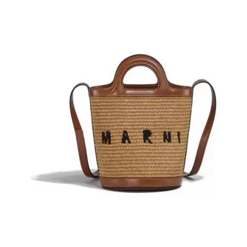 MARNI TROPICALIA Корова Кожа Ведрообразная Сумка Сумка через плечо Стандартная Женская Карамель