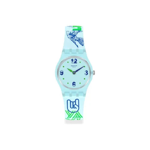 SWATCH Lady Collection Кварцевый механизм Женские часы 25 мм 31 4 мм Синий циферблат Пластиковый корпус Часы Силиконовый ремешок