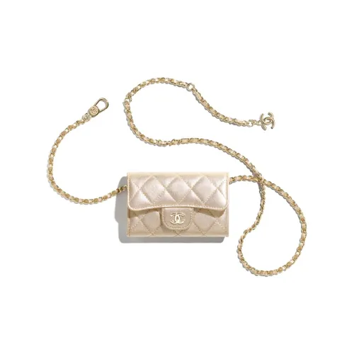 CHANEL Металл Текстура Овчина And Золотой металл Сумка с цепочкой Маленький Женские Золотой