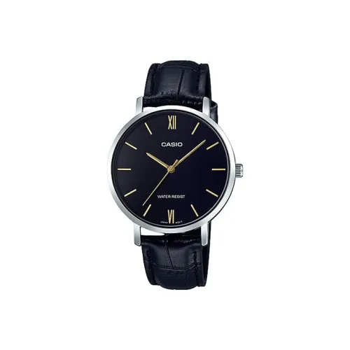 CASIO Standard Series Кварцевый механизм Кожаный ремешок Часы Женские Черный циферблат