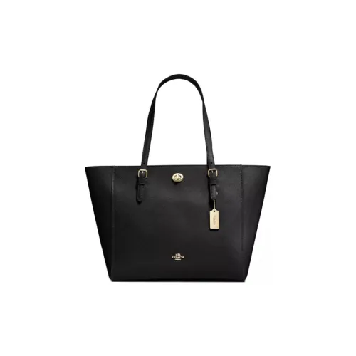 COACH Turnlock PVC Портативный Одно плечо Через плечо Тоут Сумка Большая Женская Черная