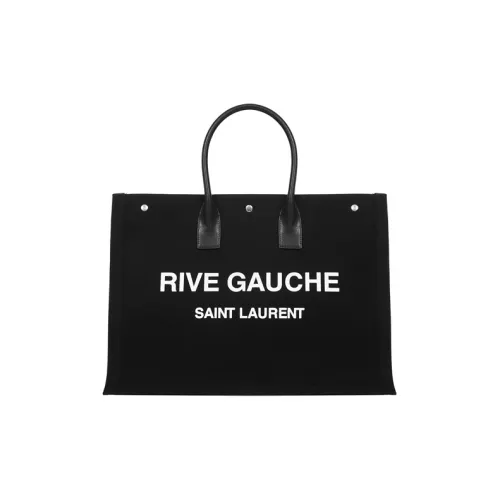 SAINT LAURENT Rive Gauche Холст и Кожа Сумка Сумка-тоут Сумка для покупок Унисекс Черный