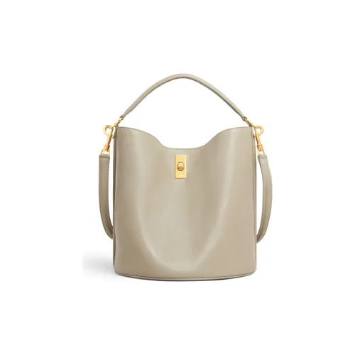 CELINE 16 Гладкая коровья кожа Ведрообразная сумка Женская Серо-зеленая