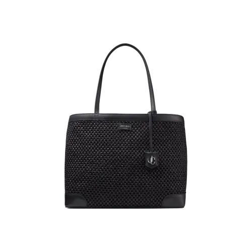 Jimmy Choo Телячья кожа Рафия Тоут Сумка Сумка через плечо Сумка для женщин Черный
