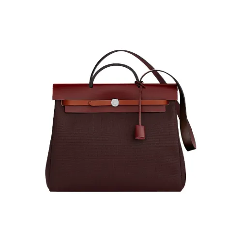 HERMES Herbag Zip Холщовая Сумка Женская Cuivre Каштановый Красный Шоколадный HERMES Красный Седловый Красный