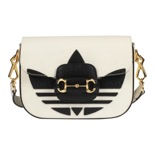 GUCCI Adidas Коллаборация Horsebit 1955 Кожа Сумка через плечо Мини Унисекс Белый