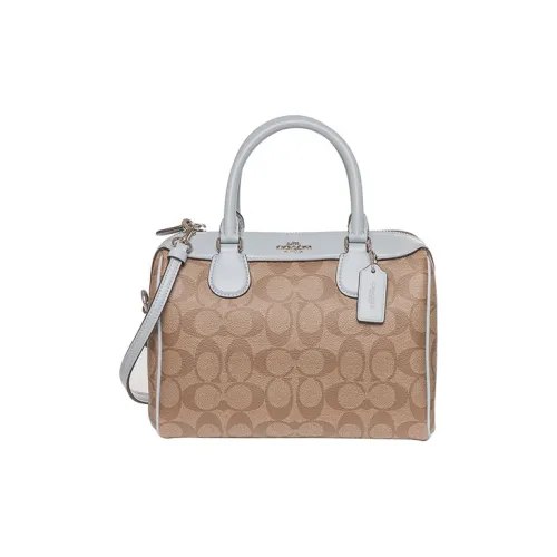 COACH Bennett ПВХ Бостон Сумка Ручная Сумка Сумка через плечо Средняя Женская Хаки Светло-Синий