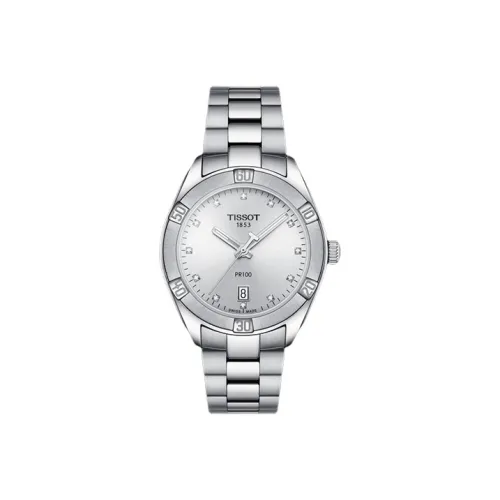 TISSOT PR100 Collection Кварцевый механизм Женские часы Серебристый циферблат