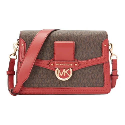 MICHAEL KORS Jessie Multicolor Flap Letter Logo Crossbody Bag Medium Women's Dark Brown Total Red