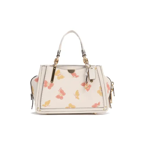 COACH DREAMER Кожа Сумка Сумка через плечо Сумка через плечо Маленькая Женская Белая и Вишневый цветок Розовый
