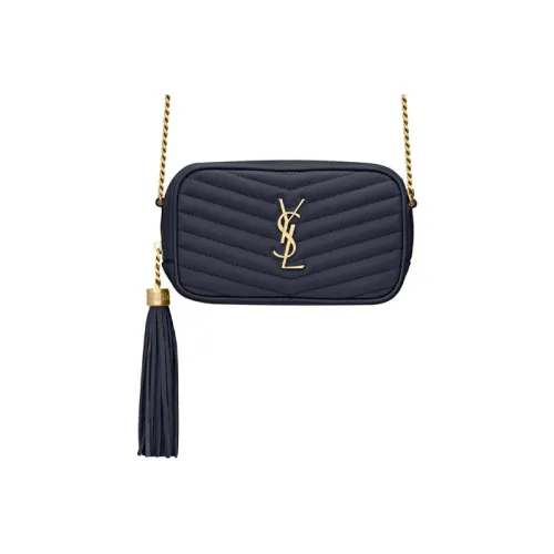 SAINT LAURENT LOU Корова Кожа Camera Сумка Сумка через плечо Мини Женская Темно-синий Морской Синий