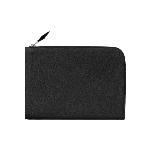 HERMES Zip Tablet Epsom Телячья кожа Клатч Женские Черный