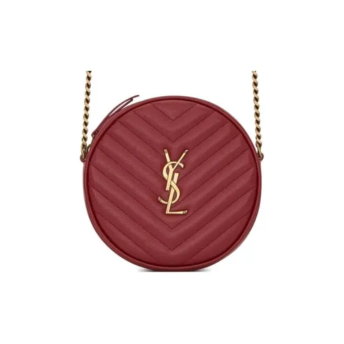 SAINT LAURENT Кожаная круглая сумка сумка через плечо сумка на плечо женская яркий красный