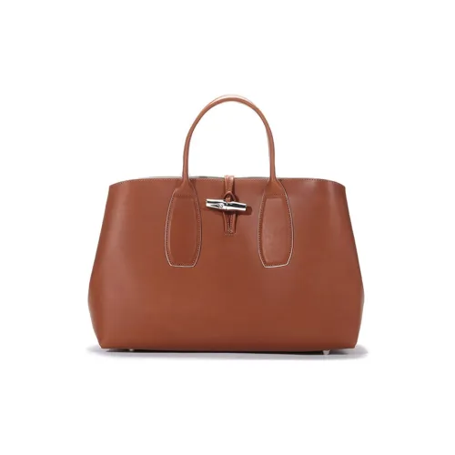 LONGCHAMP Roseau Коровья кожа Бамбуковая сумка Большая сумка Сумка через плечо Сумка на одно плечо Большая женская сумка цвета коньяка