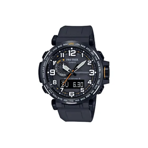 CASIO PRO TREK Collection Солнечный кварцевый механизм силиконовый ремешок часы для мужчин черный циферблат модель PRW 6600Y 1A9PR