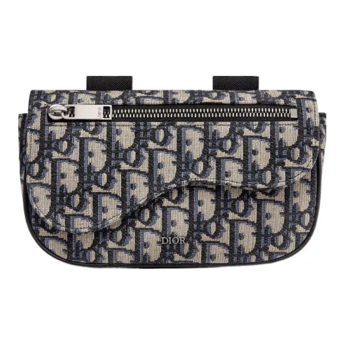 DIOR Saddle Жаккардовая ткань Обхват запястья Сумка Унисекс Бежевый And Черный