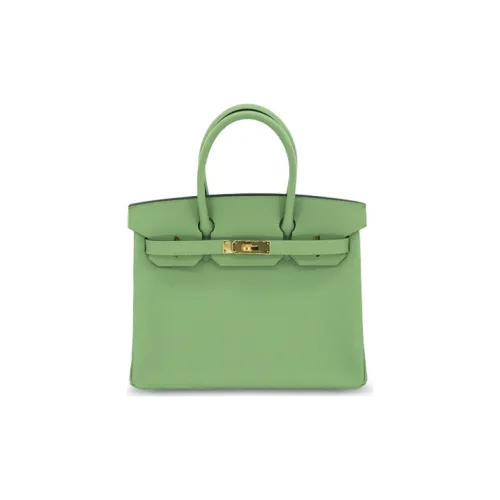 HERMES Birkin Эпсомская кожа с коровьей кожей сумка Birkin сумка женская 3i Vert Criquet цвет авокадо-зеленый