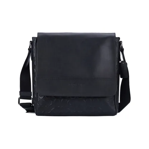 COACH Houston Кожа Карта Сумка Сумка через плечо Сумка для плеча Средний Мужской Черный