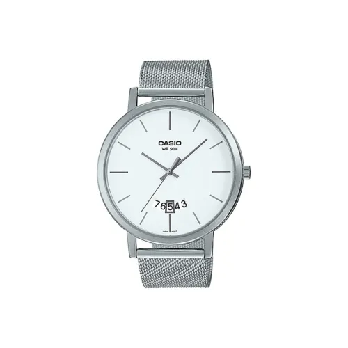 CASIO Standard Series Classic Analog Collection Кварцевый механизм Нержавеющая сталь Ремешок Часы Мужские Белый циферблат