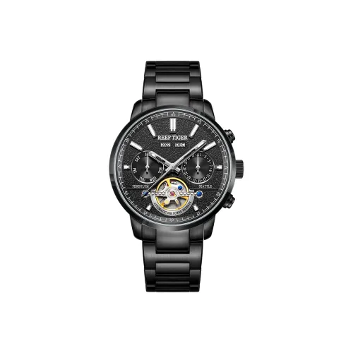 REEF TIGER Автоматические механические часы для мужчин, 40,5 мм * 20 мм * 11,8 мм, черный