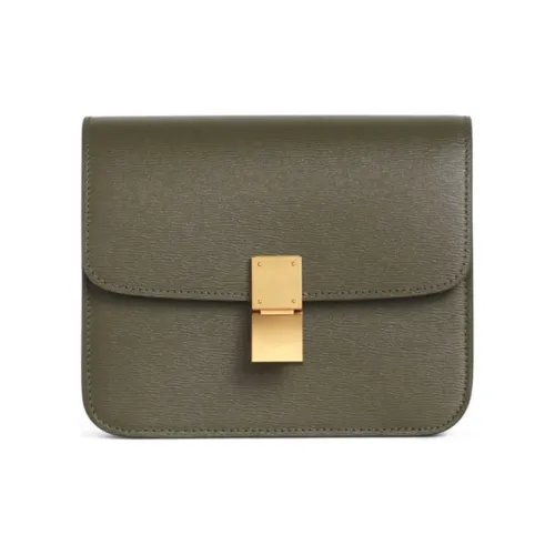 Celine Классический Bo Кора Текстура Телячья кожа Тофу Маленькая Квадратная Сумка Сумка через плечо Сумка через плечо