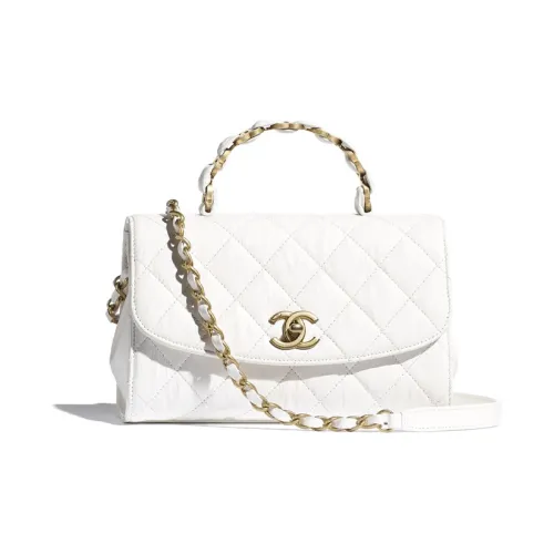 CHANEL Coco Handle Wrinkle Овечья шкура Одно плечо Сумка Большой Women's White