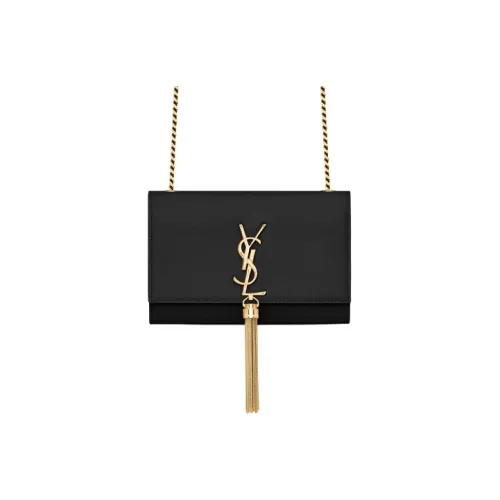 SAINT LAURENT Kate с рельефной тисненой кожей бахрома сумка через плечо маленькая женская черная