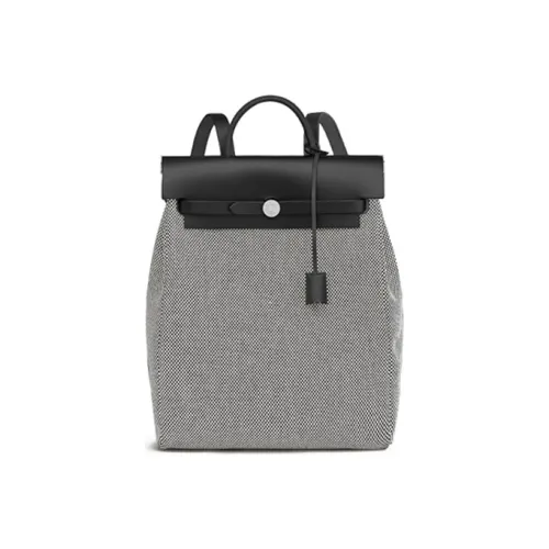 HERMES Herbag Холст с кожей Рюкзак Стандартный Унисекс Панда Цвет Черный