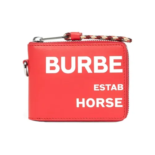 Burberry Horseferry Кожа Full Молния Кошелек Сумка на молнии Кошелек Унисекс Красный Белый