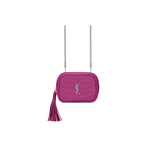SAINT LAURENT LOU Quilted Кожа Camera Сумка Сумка через плечо Сумка на плечо Женская Розово-фиолетовая