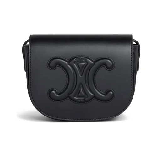 CELINE Cuir TriompheFolco Гладкая коровья кожа Сумка через плечо Стандартная Женская Черная