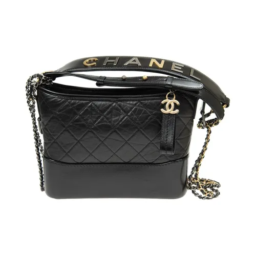 CHANEL Gabrielle Коровья кожа Сумка-хобо Сумка Сумка через плечо Сумка через плечо Средний Женская Черная