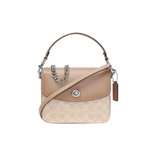 COACH Canvas с кожаными вставками курьерская сумка портативная сумка через плечо маленькая женская сумка через плечо цвет молочно-чайный