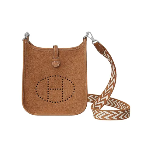 HERMES Evelyne Сумка через плечо из коровьей кожи унисекс коричневый